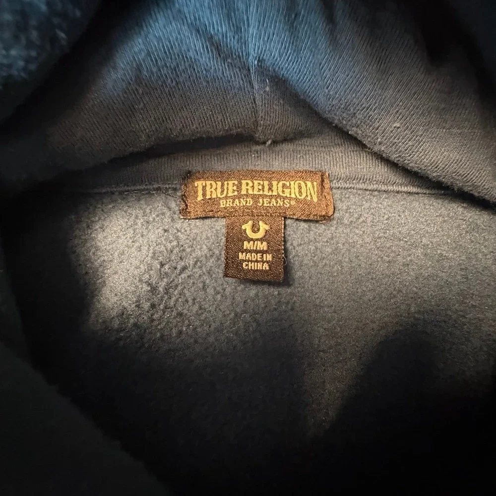 True Religion Buddha Graphic Pullover Hoodie Blue Size M
